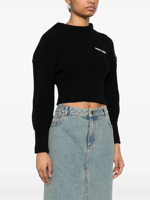 Marine Serre Half Cardigan knit sweater - Black