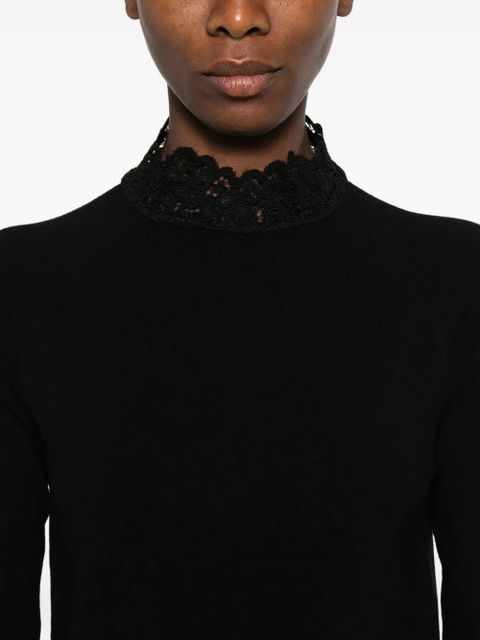 TWINSET lace-insert high-neck sweater - Black