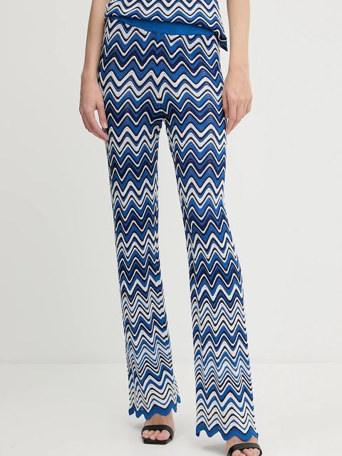 Morgan spodnie damskie kolor niebieski proste high waist PALMY - zdjęcie produktu nr 1