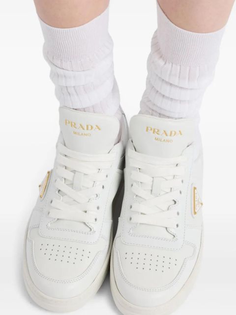 Prada leather lace-up sneakers - White