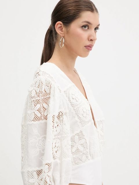 Farm Rio body damskie kolor biały gładka 335864