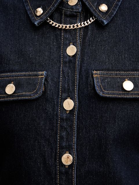 Retrofete koszula jeansowa Jorun damska kolor granatowy slim z kołnierzykiem klasycznym R-FW25-11811-11