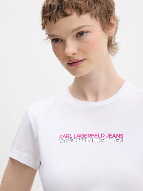 Karl Lagerfeld Jeans t-shirt bawełniany damski kolor biały B1W17053