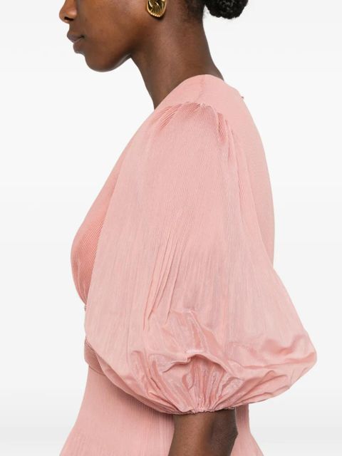 ZIMMERMANN pleated V-neck mini dress - Pink