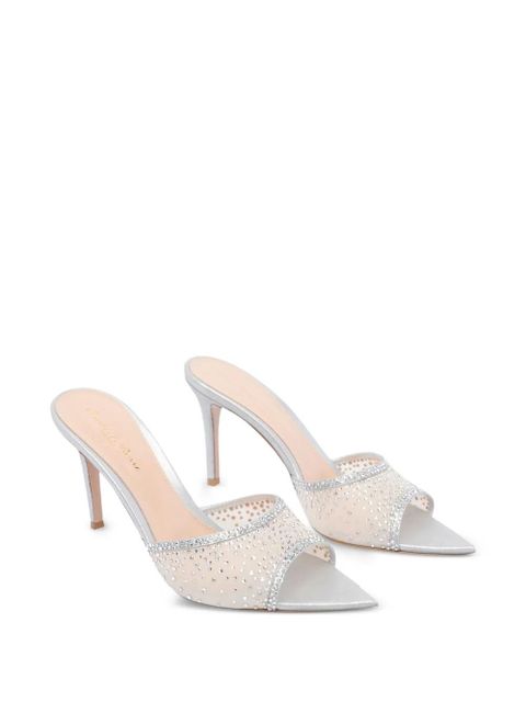 Gianvito Rossi 85mm crystal-embellished heeled mules - Silver - zdjęcie produktu nr 2