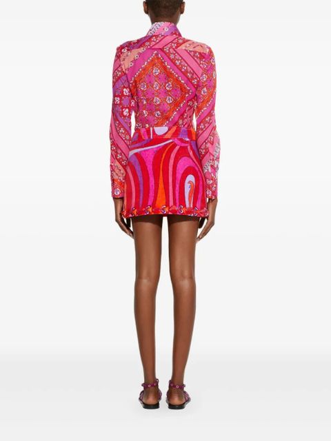 PUCCI Marmo-print embroidered mini skirt - Pink
