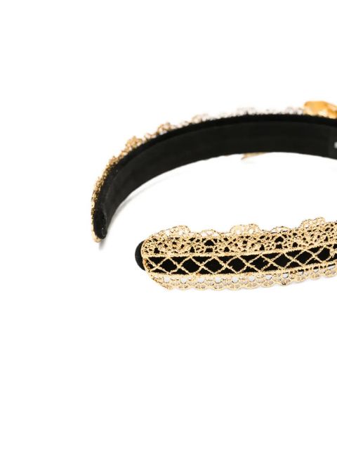 SHUSHU/TONG x Yvmin lace-trim bow-detail headband - Gold