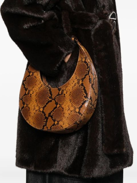 STAUD Moon snakeskin handle tote bag - Brown