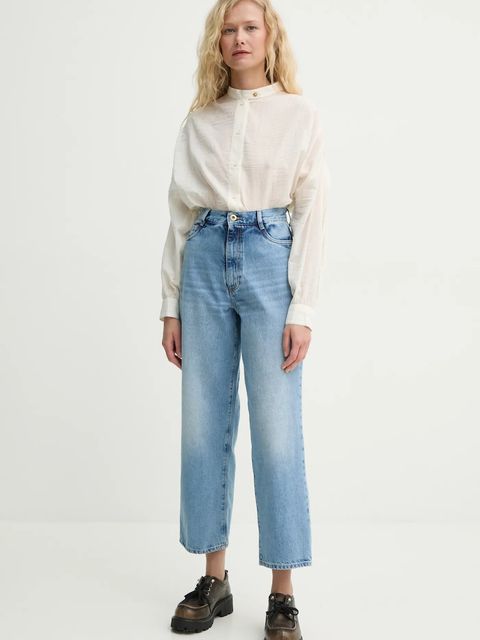 Sessun koszula damska kolor beżowy relaxed ze stójką 25210017