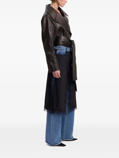 16Arlington Palmer belted leather jacket - Brown