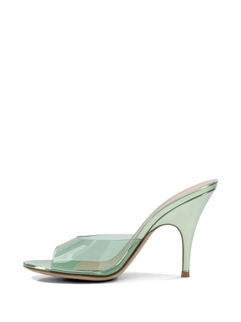 Gianvito Rossi transparent-strap metallic-finish sandals - White