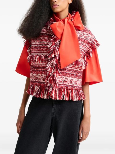 Essentiel Antwerp fringed wool-blend bouclé jacket - Red