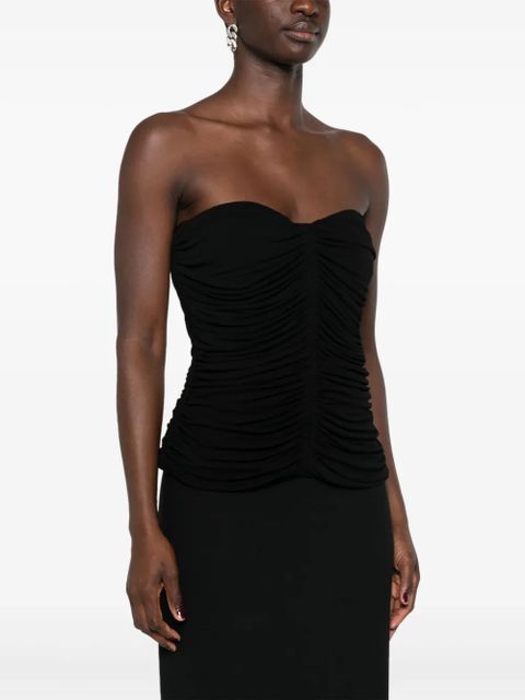 Saint Laurent ruched strapless top - Black