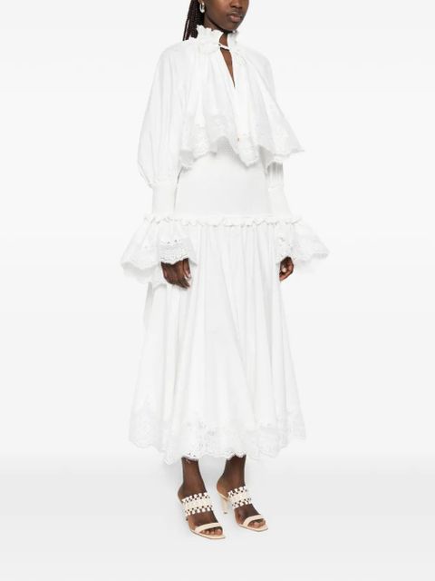ZIMMERMANN Alchemy lace-detail ruffle midi dress - White