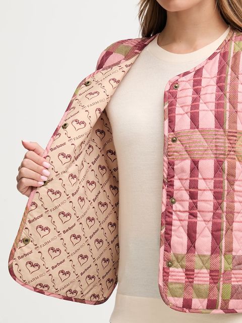 Barbour bezrękawnik x Farm Rio kolor różowy przejściowy LLI0024