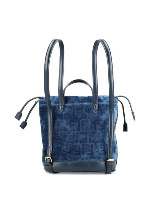 FENDI logo-plaque backpack - Blue