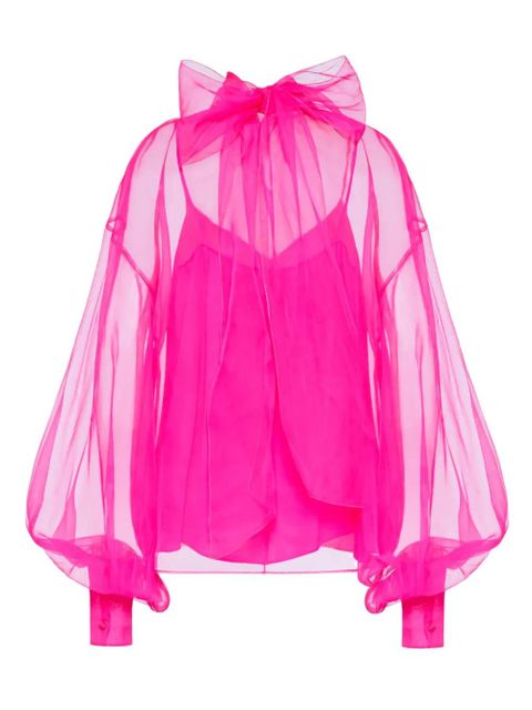 Valentino Garavani bow-detail organza silk blouse - Pink