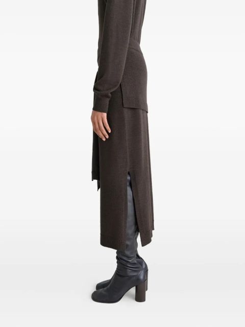 LEMAIRE tie-detail ribbed midi skirt - Brown - zdjęcie produktu nr 2