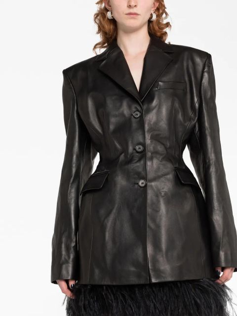 Magda Butrym single-breasted leather jacket - Black