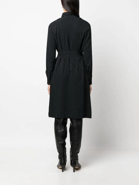 PINKO monogram-pattern belted shirtdress - Black
