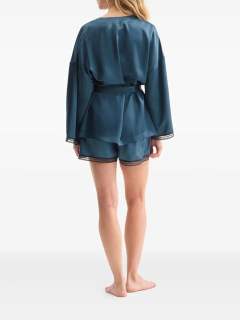 ERES Ondine lace-trimmed silk robe - Blue