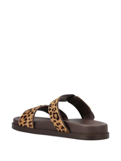 FENDI Feel leopard-print buckle sandals - Brown