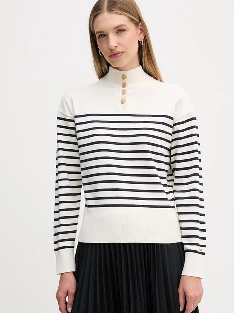 Tommy Hilfiger sweter damski kolor biały lekki WW0WW47467 - zdjęcie produktu nr 1