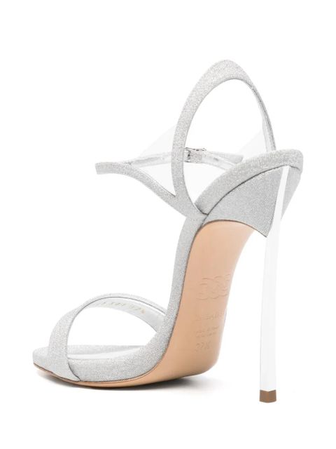 Casadei Blade V-Celebrity Solar Eclipse glittered sandals - Silver