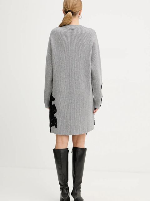 Pinko sukienka z dodatkiem wełny kolor szary mini oversize 105504 A2R1