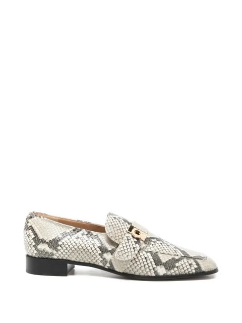 Ferragamo snakeskin-effect buckled loafers - Grey - zdjęcie produktu nr 1