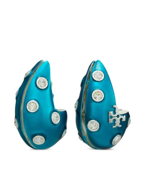 Tory Burch crystal-embellished wave earrings - Blue