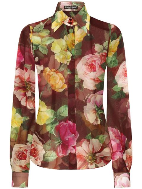 Dolce & Gabbana camelia-print silk blouse - Red - zdjęcie produktu nr 1