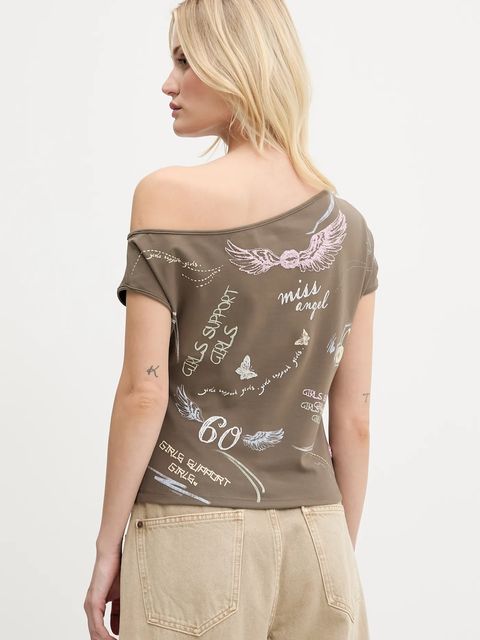 Miss Sixty t-shirt damski kolor brązowy 6S2SJ14400