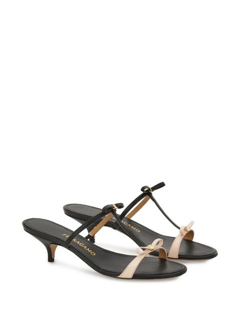 Ferragamo Bow T-strap kitten-heel sandals - Black