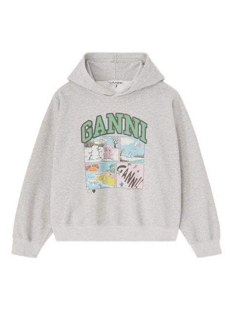 GANNI graphic-print hoodie - Grey - zdjęcie produktu nr 1