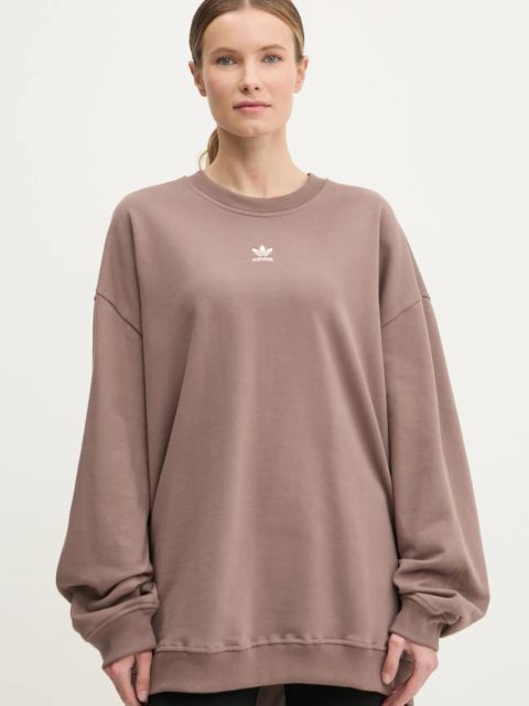adidas Originals bluza Essential damska kolor brązowy gładka JD1982