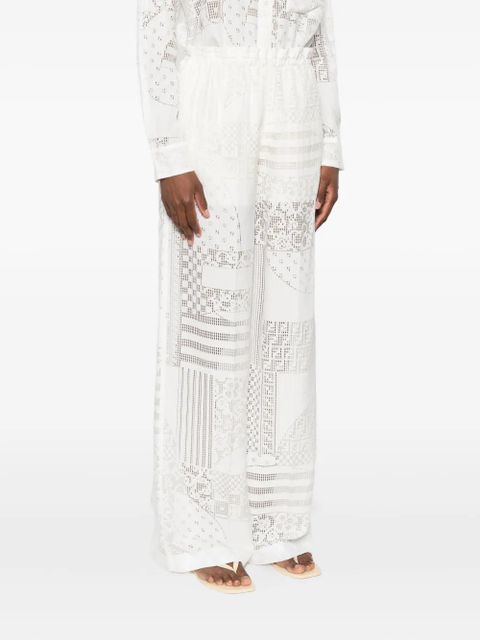 FENDI lace-panel trousers - White