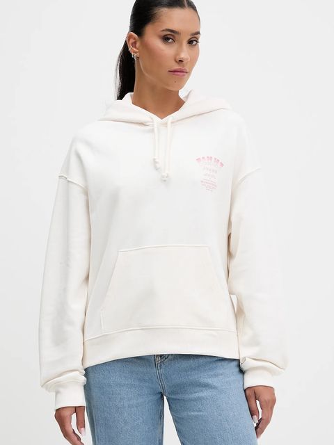 Tommy Jeans bluza bawełniana damska kolor beżowy z kapturem z nadrukiem DW0DW21785 - zdjęcie produktu nr 1