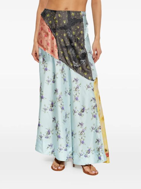 GANNI patchwork floral-print skirt - Blue