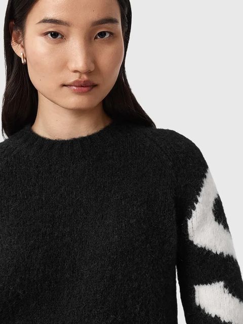 AllSaints sweter z dodatkiem alpaki damski kolor czarny W088KD