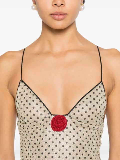 Oséree polka-dot appliqué mini dress - Neutrals