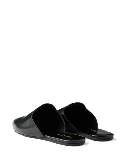 Prada embossed-logo leather mules - Black