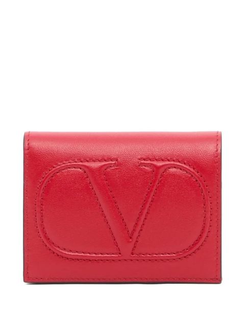 Valentino Garavani small Vlogo wallet in calfskin - Red - zdjęcie produktu nr 1