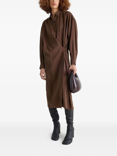 LEMAIRE twisted shirt midi day dress - Brown - zdjęcie produktu nr 2