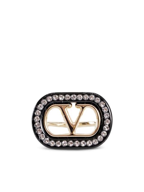 Valentino Garavani logo ovalette ring - Black - zdjęcie produktu nr 1