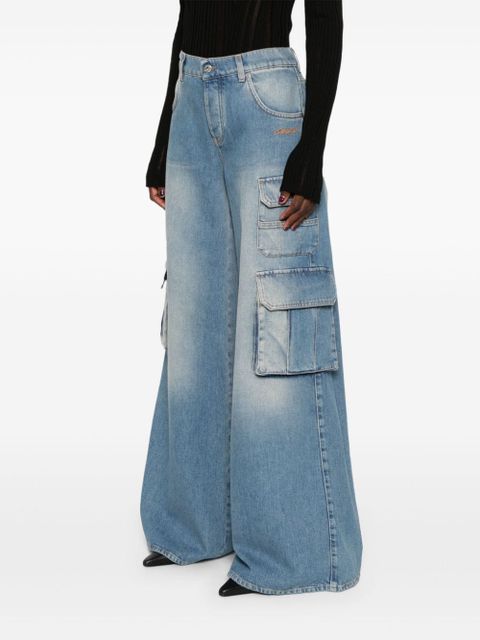 Off-White logo-embroidered cargo jeans - Blue