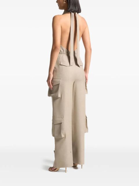 Manière De Voir halterneck cargo jumpsuit - Brown