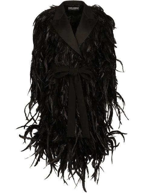 Dolce & Gabbana feather-embellished coat - Black - zdjęcie produktu nr 1