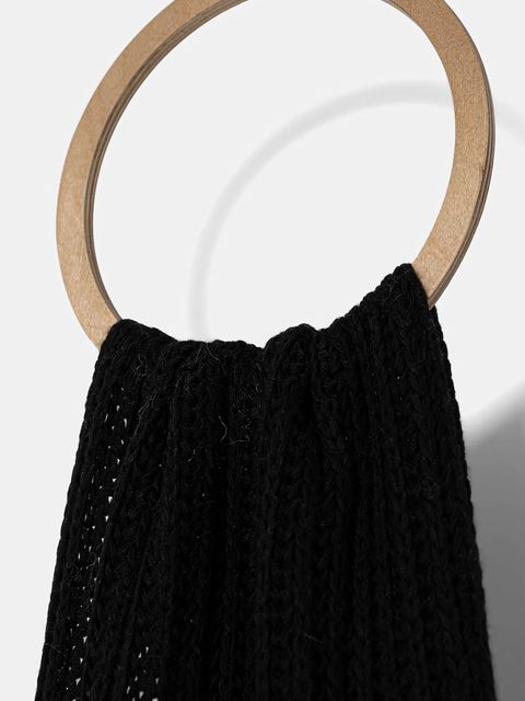 Moschino szalik z wełną damski kolor czarny gładki M3340 30840 - zdjęcie produktu nr 2