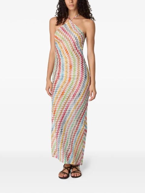 Missoni zigzag halterneck beach dress - White